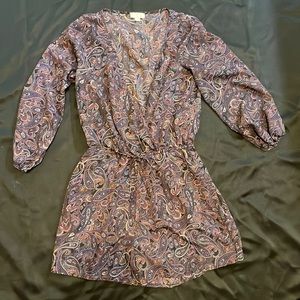 Purple Paisley 3/4 Sleeve Romper